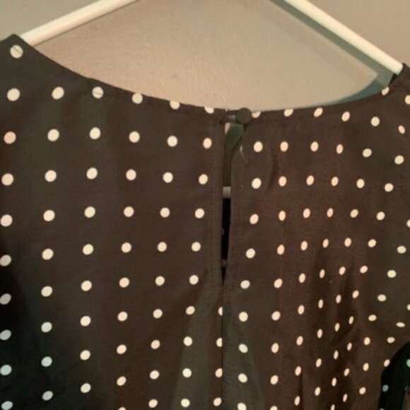 J. Crew Printed Scoop Neck Blouse Polka Dots Black - Picture 9 of 9